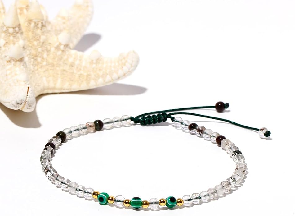 Evil Eye Ankle Bracelets for Women Beads Anklets Beach Accessiory Gemstone Healing Crystal Adjustable