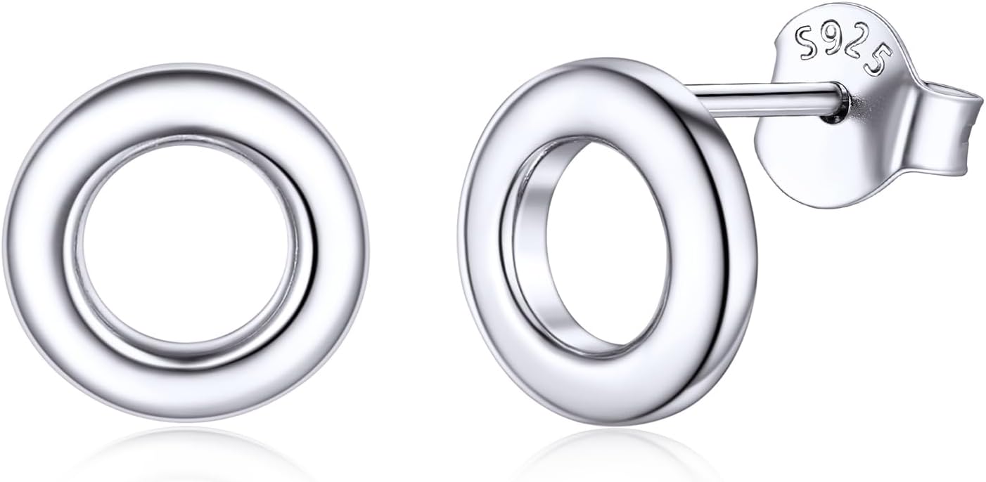ChicSilver 925 Sterling Silver Earrings Dainty Bar/Circle/Triangle/Star/Ball Stud Earrings for Women with Gift Box, Hypoallergenic Earrings for Sensitive Ears