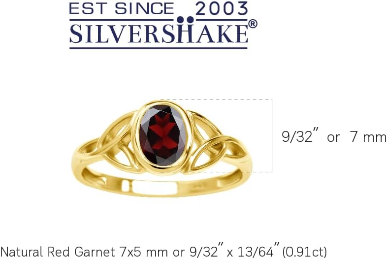Silvershake 7x5MM Oval Shape Birthstone Gemstone White Gold Plated or 18K Yellow Gold Plated 925 Sterling Silver Triquetra Trinity Celtic Knot Solitaire Ring Jewelry for Women