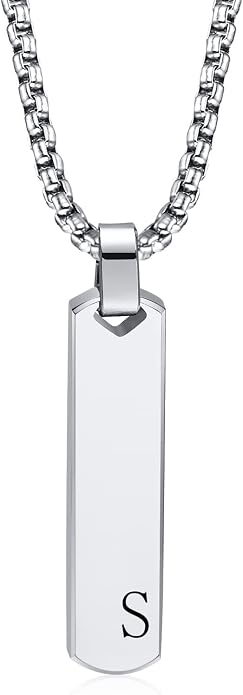 Personalized Necklace with Picture Inside - Custom Projection Bar Necklace Engraved Name Pendant Father's Day Gifts For Dad Husband Boyfriend Men Women, Memorial Gift For Loss Of Mother Loved Ones