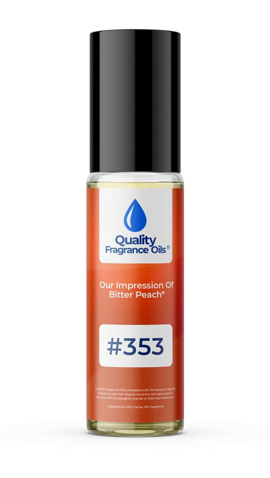 Quality Fragrance Oils' Bitter Peach Impression #353 | Long-Lasting Perfume Oil, Alcohol-Free, Strong Scent, 10ml Roll-On Unisex | Affordable Alternative to Designer Fragrances