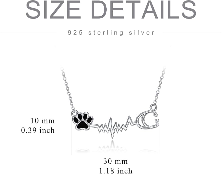 Birthstone Veterinary Stethoscope Necklace 925 Sterling Silver Nurse Vet Pendant with Dog Paw Nurse Jewelry Gifts for Veterinarian Nurse Women Veterinarian Gifts