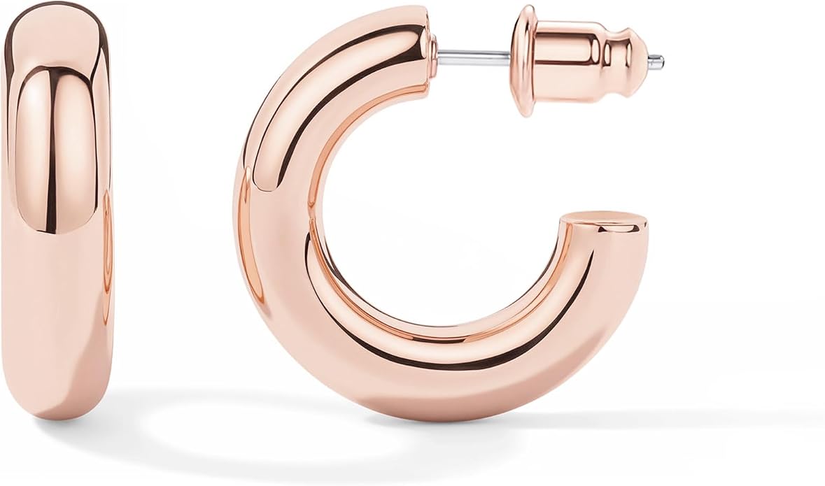 14K Gold-Plated, Lightweight, Open Hoop Earrings For Women