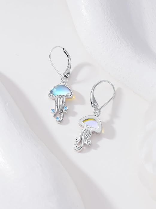 Dorunmo Moonstone Dangle Drop Earrings s925 Sterling Silver Leverback Earrings Filigree Moonstone Jewelry Birthday Gifts for Women