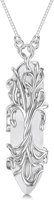 Healing Crystal Necklace 925 Sterling Silver Sunflower/Tree of Life Wrapped Pendant Reiki Energy Jewelry for Women