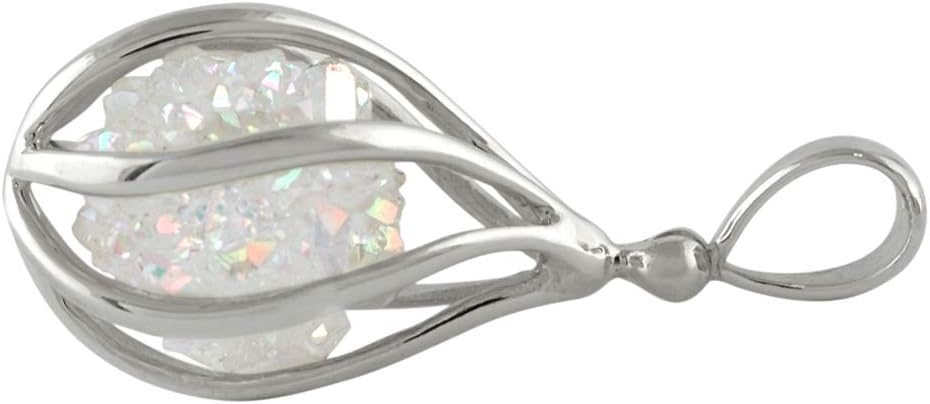 Starborn Gemstone teardrop Style Cage Pendant Sterling Silver