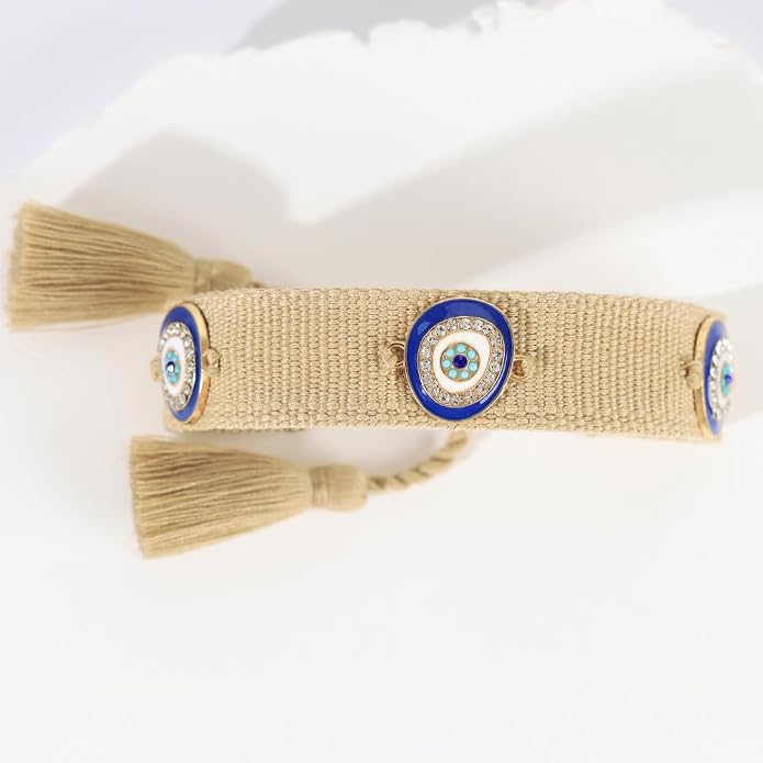 Evil Eye Woven Lover Friendship Bracelets Handmade Adjustable Tassel Friend Gift for Women An Elegant Talisman of Protection and Good Fortune