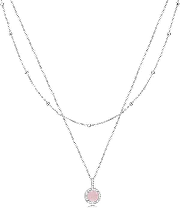 MONGAS Tree of Life/Infinity Cross/Lock and Key/Lotus/Hamsa/Horse/Strawberry/Opal/Lariat/Dragonfly/Heart/Violin Layered Necklace Sterling Silver for Women