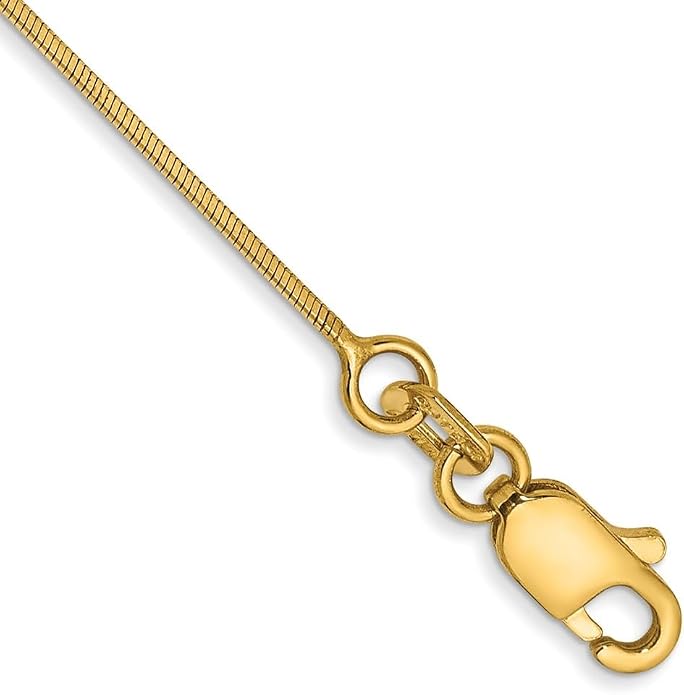 Diamond2Deal 14k Yellow Gold .8mm Octagonal Snake Chain Anklet