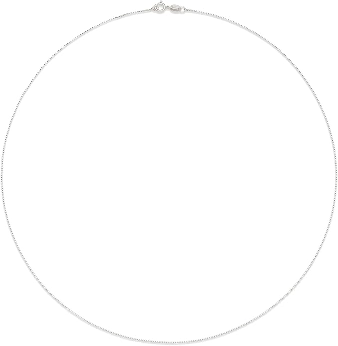 Amazon Essentials Sterling Yellow Gold or Silver Thin 0.8mm Box Chain Necklace