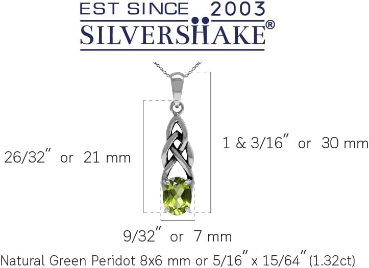 Silvershake 8X6mm Oval Shape Birthstone Gemstone Antique Finishing or Yellow Gold Plated 925 Sterling Silver Celtic Knot Weave Solitaire Pendant or Pendant with 18 Inch Chain Necklace Jewelry for Women