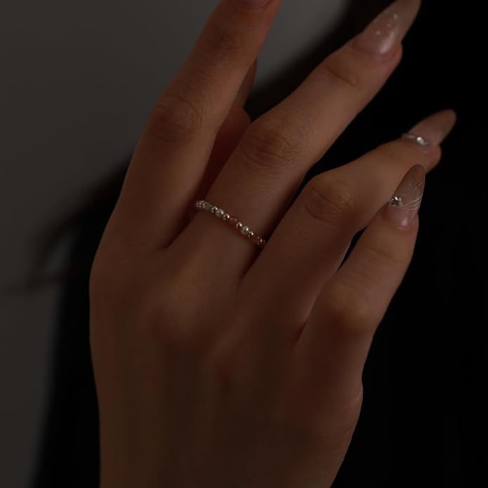 14K Gold Filled ring, dainty stackable handpicked premium 1.8-2mm cultured freshwater pearl ring women's