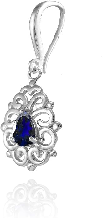 Sterling Silver Genuine, Simulated, or Created Gemstone 6x4mm Teardrop Filigree Dainty Dangle Earrings