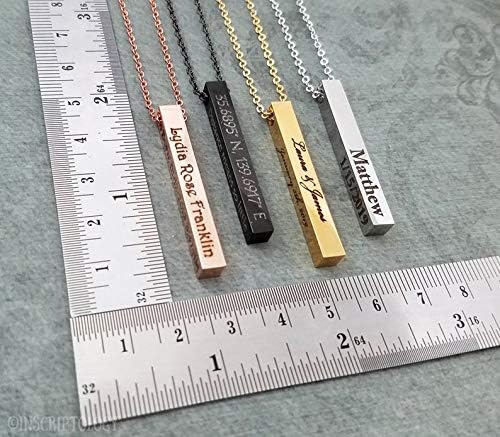 MeMoShe Custom Name Necklace Personalized 3D Engraved Bar 18K Gold Plated Customized Name Jewelry with Adjustable Chain Charm Birthday Gifts for Women Men