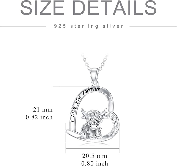 Highland Cow Gifts for Women 925 Sterling Silver Highland Cow Birthstone Necklace Fluffy Cow Jewelry Gifts Birthday Christmas