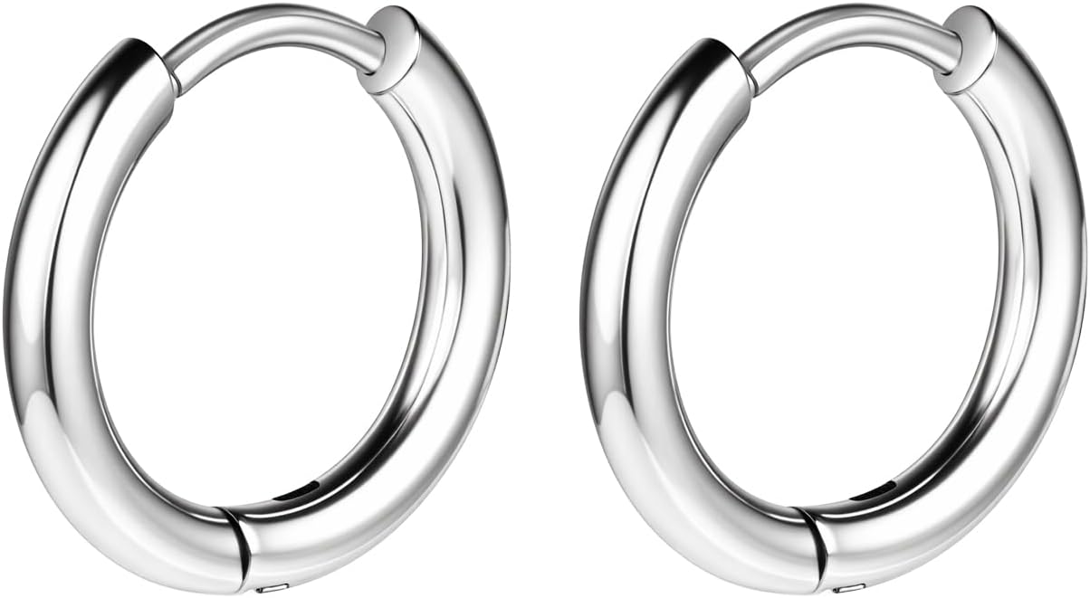 AOEDEJ G23 Titanium Black/Steel Gray/Gold Hoop Earrings 18G Small Huggie Hoop Earrings 8mm/10mm/12mm Cartilage for Sensitive Ears for Multiple Piercing Cartilage Hoop Earring Stack Jewelry
