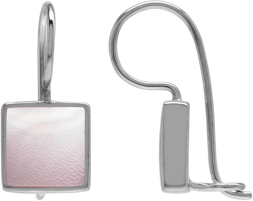 Silvershake 9MM Square Shape Stone Inlay White Gold Plated or 18K Gold Plated 925 Sterling Silver Basic Hook Closure Earrings Jewelry for Women