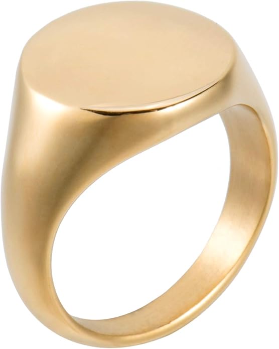 18K Gold Plated Women's Starburst Signet Ring - Minimalist Mother of Pearl Statement Piece