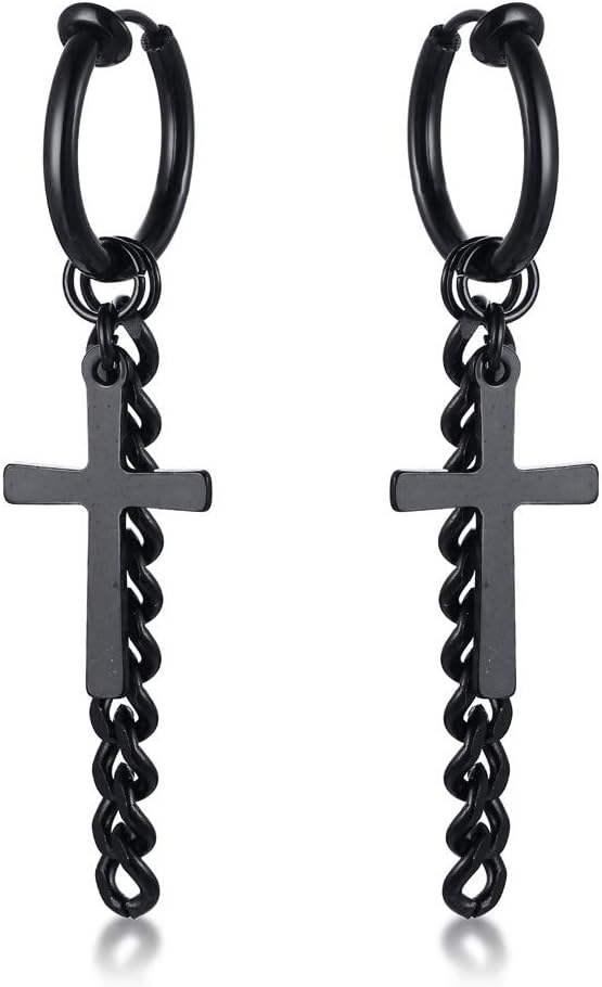 VNOX Unisex Vinatge Stainless Clip On Earrings Non Piercing Feather Charm Dangle Hinged Stud Earrings for Men Women Teen