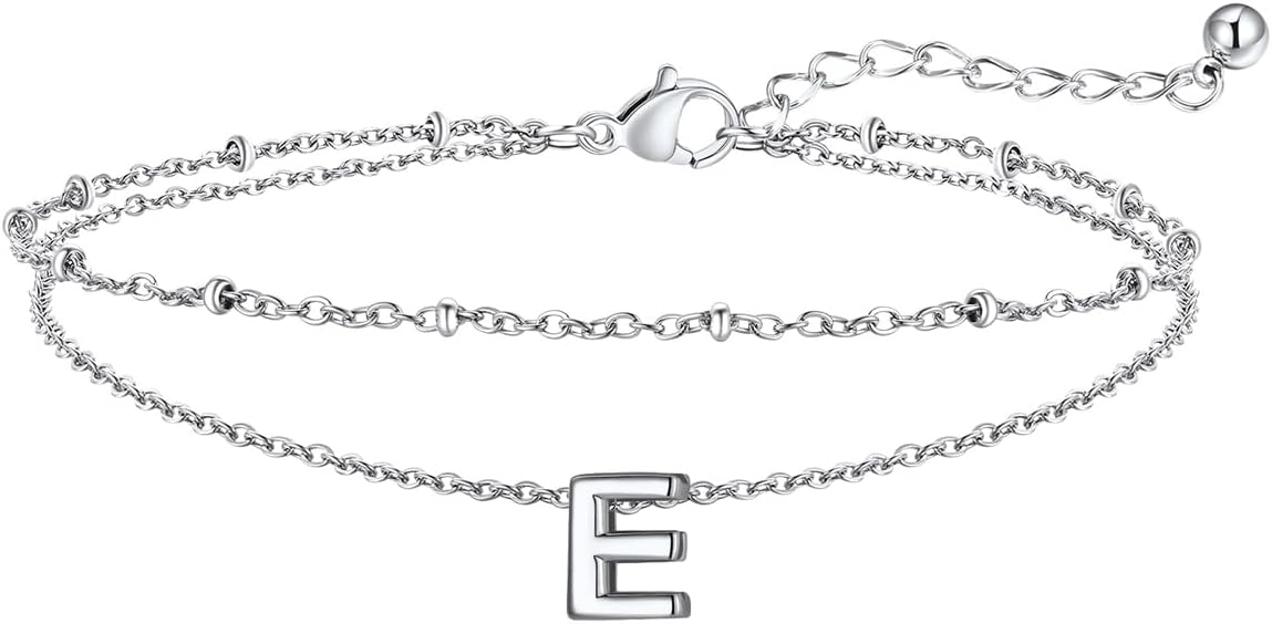 FaithHeart Initial Ankle Bracelets for Women, Waterproof 14k Gold Plated Initial Anklets Non Tarnish Stainless Steel Cute Layered Anklet Summer Beach Jewelry