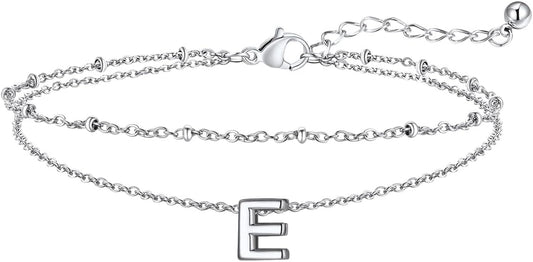 FaithHeart Initial Ankle Bracelets for Women, Waterproof 14k Gold Plated Initial Anklets Non Tarnish Stainless Steel Cute Layered Anklet Summer Beach Jewelry