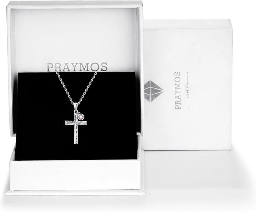 PRAYMOS Cross Necklace for Women Men, 925 Sterling Silver Simple Dainty Cross Necklace, Christian Religious Jewelry, Mothers Day Fathers Day Anniversary Birthday Gift