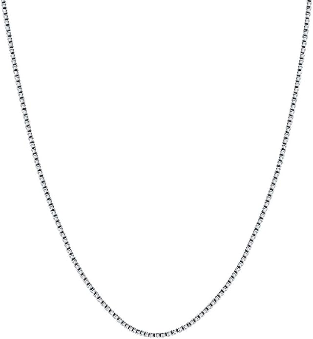 BORUO 925 Sterling Silver Box Chain Necklace | Waterproof 14K Gold Plated Box Chain | 1mm 1.5mm Solid Italian Nickel-Free Necklace Lobster Claw Clasp 14-30 Inch