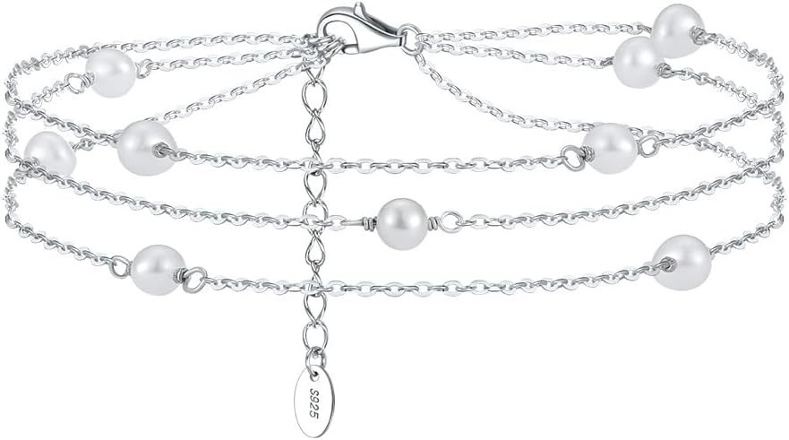 925 Sterling Silver Chain Anklets Bracelet For Women Adjustable Anklet Bracelet With Rhodium Plating For Long-Lasting Shine Silver Anklets For Women Jewelry Gift for Women