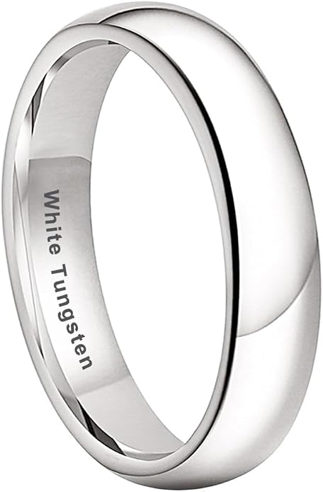 TUTISS 2mm 3mm 4mm 5mm 6mm 7mm 8mm 10mm White Tungsten Rings for Men Women Engagement Wedding Bands Domed Polished Shiny Comfort Fit