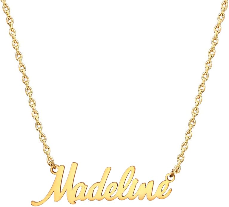 MOMOL 18K Gold Plated Stainless Steel Name Necklace Personalized Custom Name Necklace Customized Nameplate Necklace for women