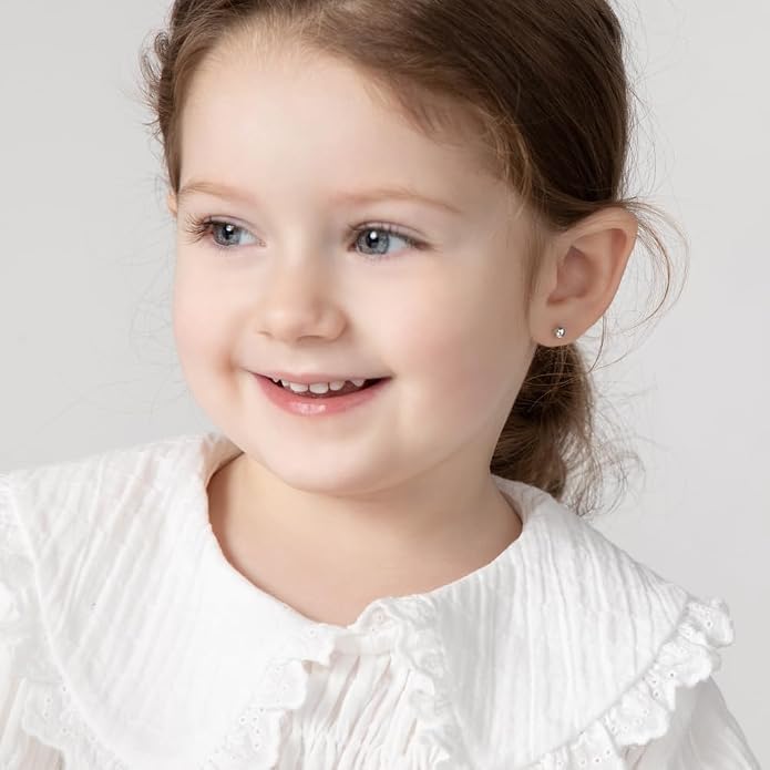 In Season Jewelry Classic Ball 925 Sterling Silver Earrings - Hypoallergenic Earrings for Girls with Safety Screw Backs - Safe & Comfortable for Toddlers, Kids & Little Girls