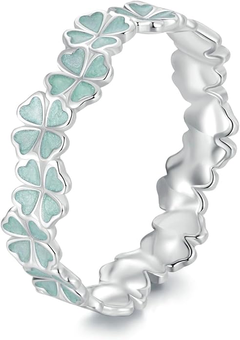 MUNDELL 925 Sterling Silver Dainty Daisy Rings Blue Flower Finger Rings for Women Stacking Promise Rings Fine Jewelry
