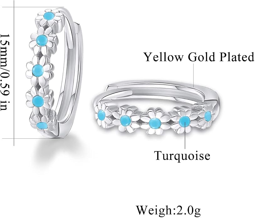 CiNily Small Hoop Earrings for Women Girls Flower Cubic Zirconia Huggie Earrings Hypoallergenic 14K Yellow Gold Plated Cartilage Earrings