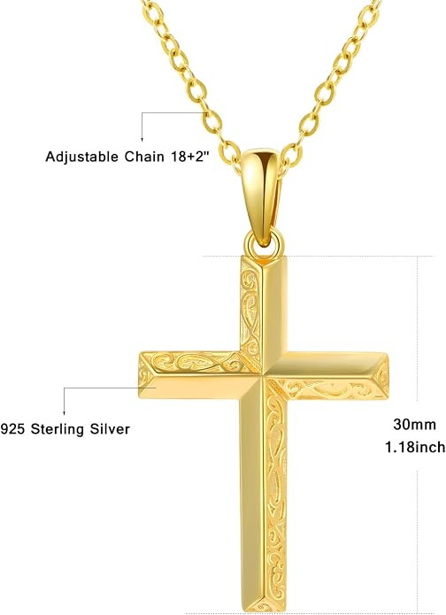 PRAYMOS Cross Necklace for Women Men, 925 Sterling Silver Simple Dainty Cross Necklace, Christian Religious Jewelry, Mothers Day Fathers Day Anniversary Birthday Gift