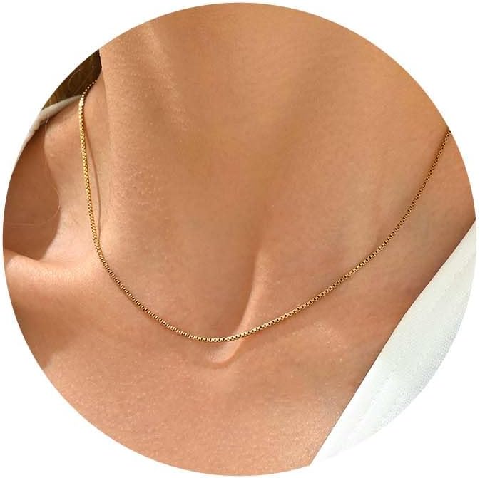 Gold Chain Necklace for Women Dainty Simple Satellite Beaded Twisted Chain Choker Necklace Everyday Jewelry Christmas Gifts