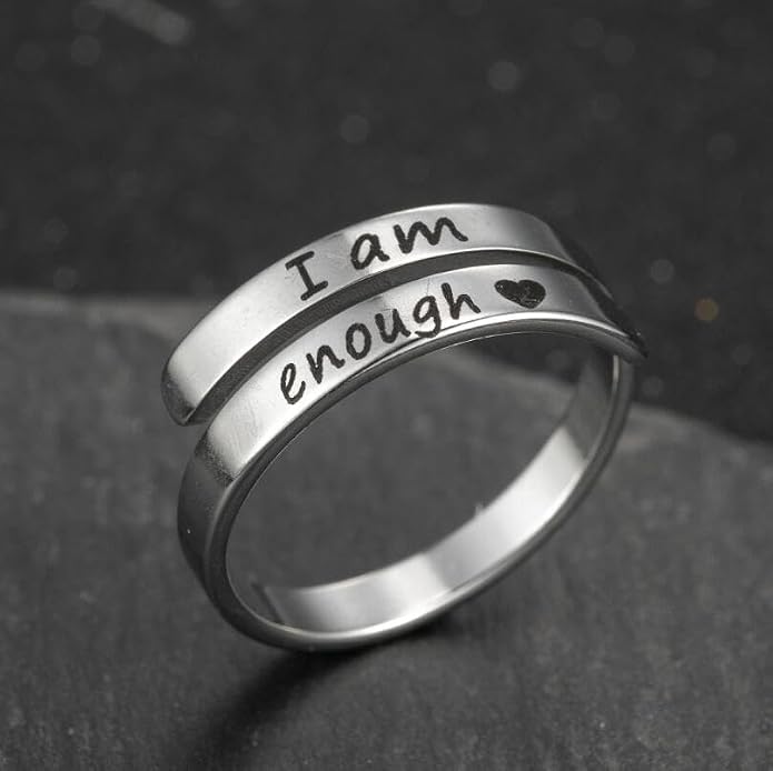 Yocoyee You are My Sunshine Finger Ring Engraved Inspirational Open Adjustable I am Enough Stars Statement Rings Gifts