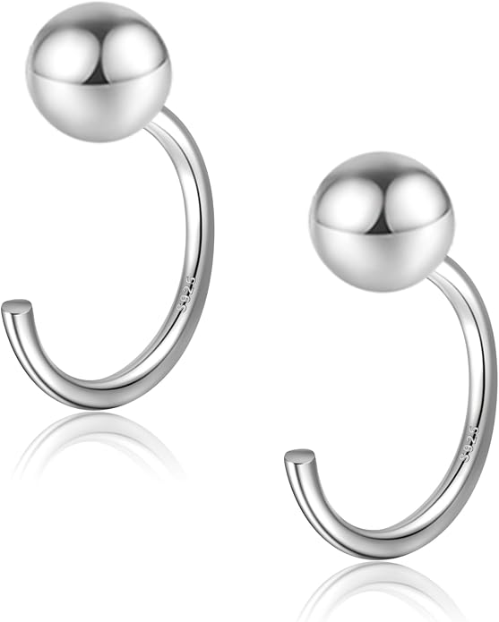 CHIC & ARTSY 925 Sterling Silver Half Hoop Earrings for Women, Small Huggie Hoops Set with Ball Bar Star Moon Cross & Pearl, Lightweight Comfort Fit Everyday & Sleep Earrings