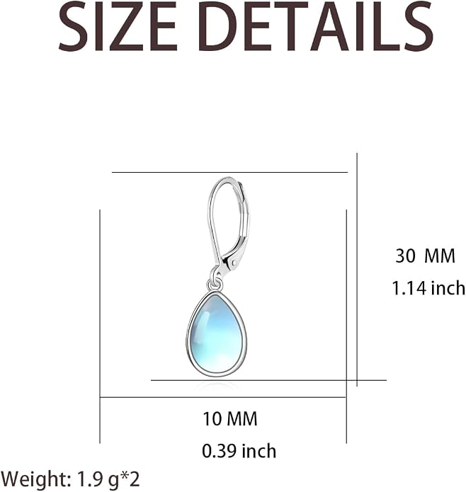 Larimar/Star/Dragonfly/Sunflower/Moonstone/Black Onyx Earrings for Women Leverback Dangle Earrings Hypoallergenic Jewelry for Women