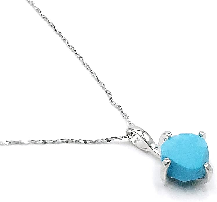 Natural raw gemstone pendant chain necklace with white gold over 925 solid sterling silver, birthstone dainty solitaire gift for her, uniquelan jewelry