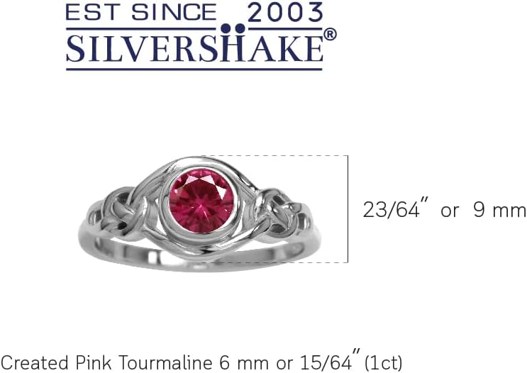 Silvershake Birthstone Gemstones White Gold Plated 925 Sterling Silver Irish Celtic Knot Engagement or Promise Solitaire Ring Jewelry for Women