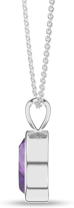Natural Amethyst Pendant Necklaces for Women in Sterling Silver/18K Yellow Gold/Rose Gold Vermeil, February Birthstone Jewelry Gifts for Her Birthday, Anniversary (Oval, Pear, Round)