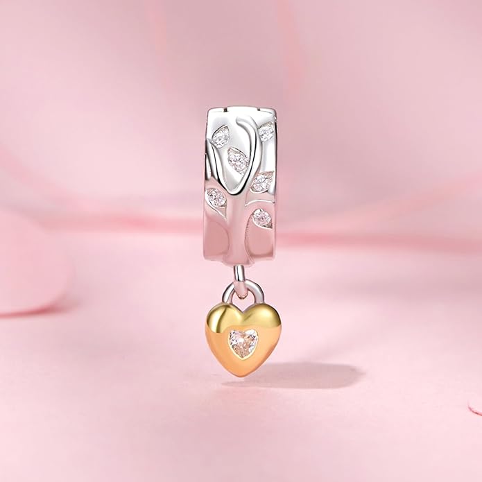 NINGAN 925 Sterling Silver Charm Golden Love Charm Buckle Safety Chain Travel Bead Firefly Dragonfly Pendant, Suitable for Women Bracelet and Necklace as Gift from Mom and Friends