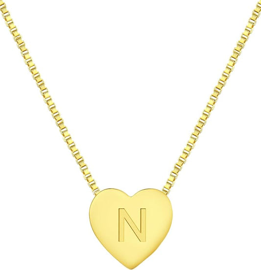 YL Initial Necklace 925 Sterling Silver Heart Letter Pendant A-Z Alphabet Cubic Zirconia Jewelry for Women