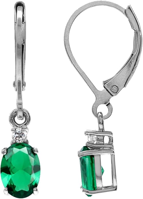 Silvershake White Gold Plated 925 Sterling Silver Leverback Earrings