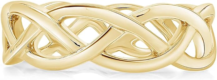 AFFY Celtic Knot Eternity Wedding Band Ring for Women, 14K Gold Plated 925 Sterling Silver, Engagement Promise Ring, Unique Celtic Jewelry Gift