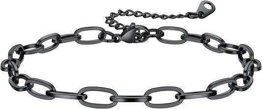 KeyStyle Paperclip Ankle Bracelets for Women, 14k Gold Plated Cuban Chain Rope LInk Anklets Sets, Stainless Steel Figaro Layered Anklet Pack Summer Jewelry(2PCS, 3PCS)