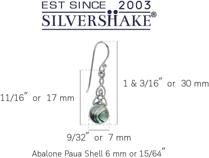 Silvershake 6MM Round Shape Inlay White Gold Plated or Yellow Gold Plated 925 Sterling Silver Triquetra Celtic Knot Dangle Leverback or Hook Earrings Jewelry for Women