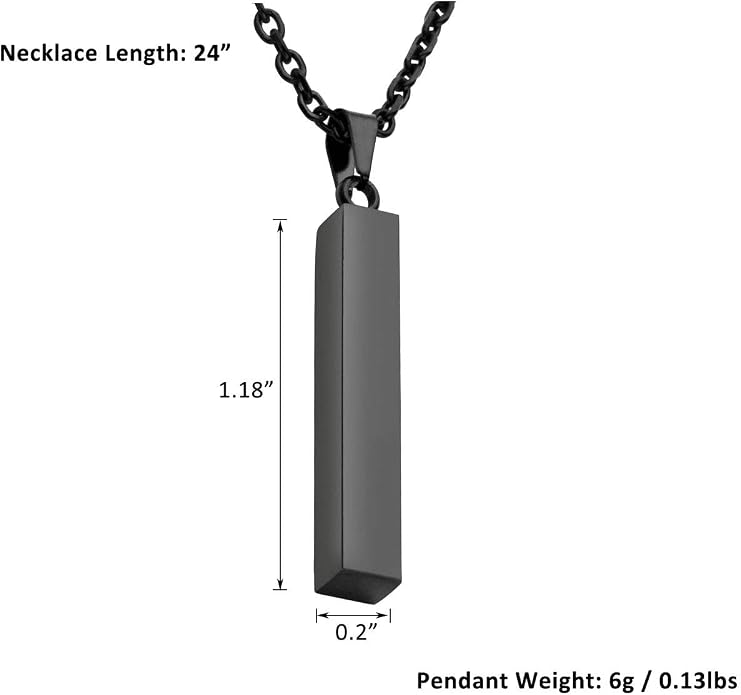Zysta Engraving 3D Bar Name Necklace Personalized Text Message Cool Simple Design Women Customized Dangle Vertical Cuboid Stick Pendant Necklaces Stainless Steel Birthday Gift