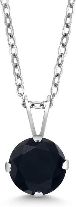 Gem Stone King 7MM Round Gemstone Birthstone Pendant Necklace For Women | 925 Sterling Silver | With 18 Inch Silver Chain | Fine Jewelry Gifts for Women Her Mom Wife
