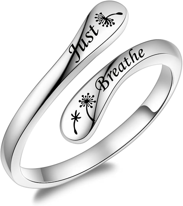 Fookduoduo 925 Sterling Silver Ring Inspirational Jewelry adjustable Wrap Open Rings for Women